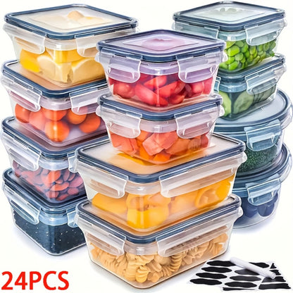 Food Storage Containers Set BPA-Free Airtight – Meal Prep Containers with Easy-Snap Lids Labels & Marker 24 48pcs Pantry Kitchen Organizer