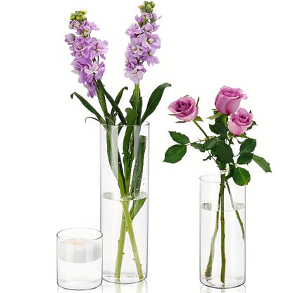 Glass Cylinder Vases Set 18pcs 24pcs - 3 Sizes 4in 8in 12in Tall Clear Candle Holders for Wedding Centerpieces Party Table Decor Halloween Decorations Flower Vase Home Decor