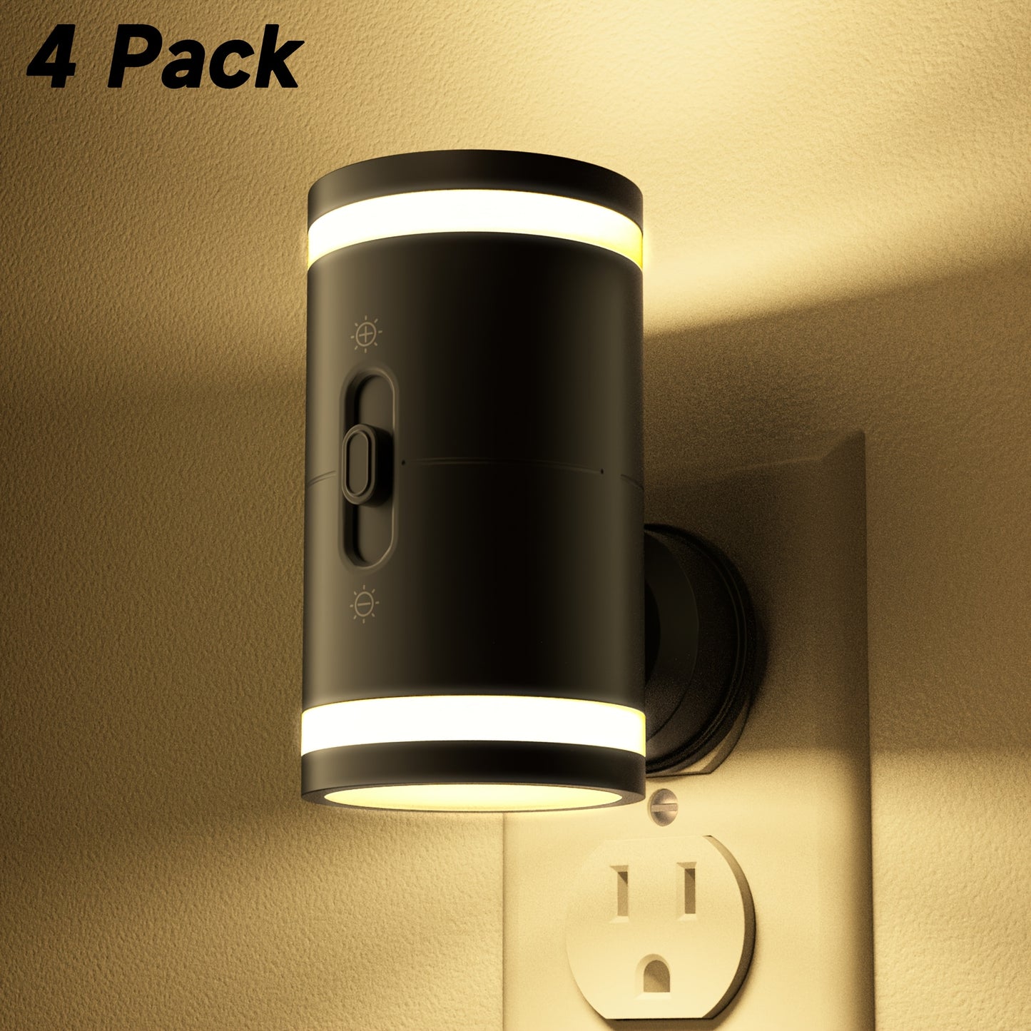 LED Night Light Plug In Dusk to Dawn Sensor – 5-120LM Adjustable Brightness, 3 Color Temperatures, Modern Plug-In Night Lights for Hallway, Bedroom, Staircase, Bathroom & Toddler Room, 2 or 4 Pack