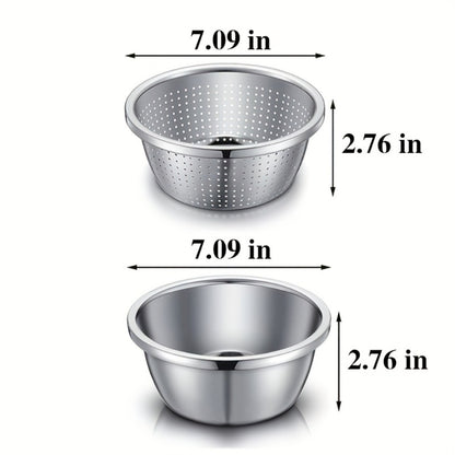 Stainless Steel Colander with Mixing Bowl Set 304 Food Grade Strainer Bowl for Washing Vegetables Fruit Rice Dishwasher Safe Kitchen Colander Sieve Multiple Sizes