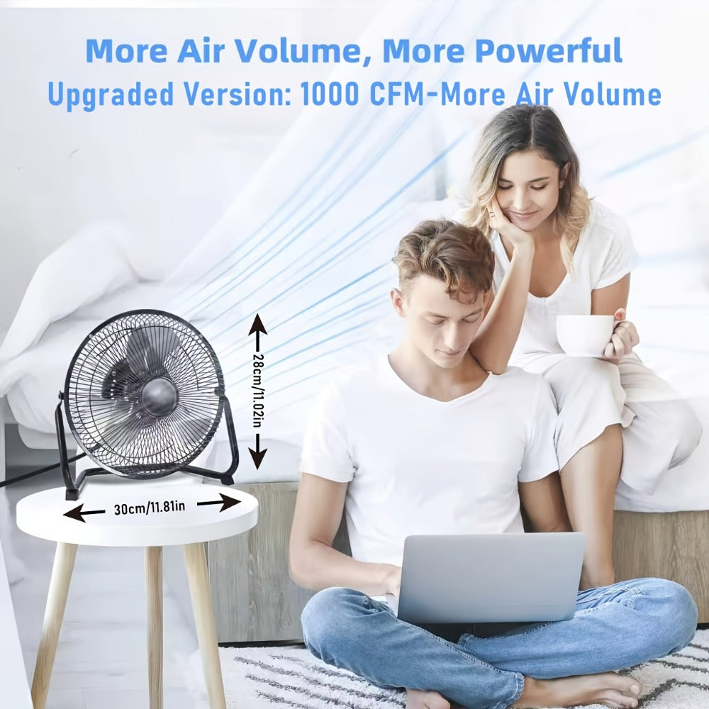 Industrial Floor Fan High Velocity 9 & 20 Inch – Metal Construction & Blades, 3-Speed Heavy Duty Fan for Industrial, Commercial & Garage Use | Silver, Black & Blue