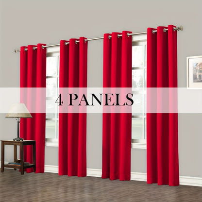 Blackout Curtains Grommet Top Room Darkening Window Drapes 4 Panels Set Living Room Bedroom