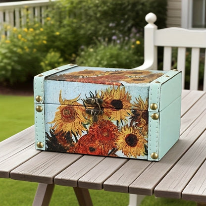 Wooden Storage Box with Lid Vintage Floral Design, Dust-Proof Decorative Trinket Box for Tabletop Jewelry Keepsake Organization, Scandinavian Style Small Wooden Box Gift
