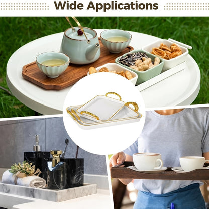 3-Piece Rectangular Serving Tray Set with Handles – Plastic Food Trays for Parties, Dinners & Gatherings, 16.5/15/13.2 Inch Nested Trays for Turkey, Cake, Cheese, Fruit & Appetizers