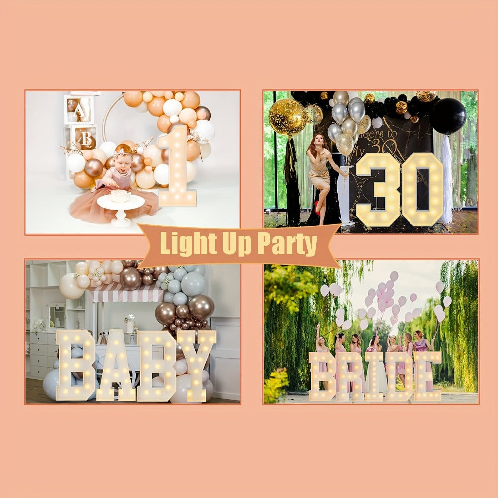 3ft Glowing Number Sign – Warm White LED 3D KT Board 36 Inch Freestanding Party Decoration for Birthday Anniversary Wedding