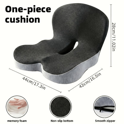 Memory Foam Seat Cushion with L-Shaped Back & Lumbar Support, Ergonomic Breathable Chair Cushion for Long Sitting, Home Office Chair Study Car Living Room Daily Comfort Cushion for Back Pain Relief