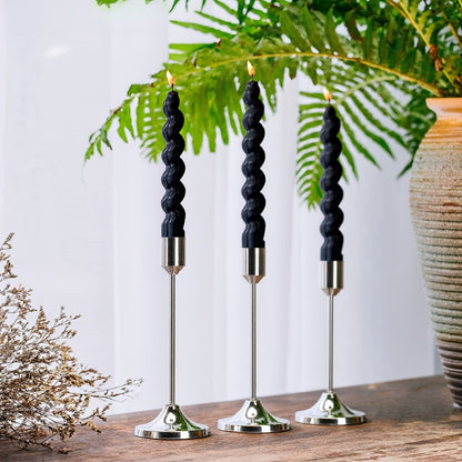 12pcs Metal Taper Candle Holders Set - Modern Tapered Design, Polished Finish, Tabletop Centerpiece for Christmas, Halloween, Weddings & Home Decor (Candles Not Included)