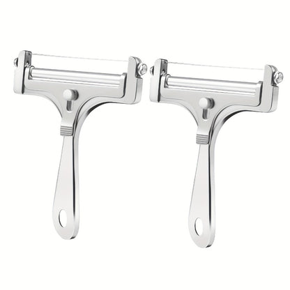 Cheese Slicer Adjustable Thickness 2-Pack, Stainless Steel Wire Cheese Cutter for Hard & Soft Cheese, Manual Kitchen Cheese Cutting Tool for Home Charcuterie Board Entertaining