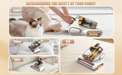 Cordless Mattress Vacuum Cleaner 16Kpa UV Light & 80000 RPM Sonic Technology, 3-Min Fast Charge Handheld Bed Vacuum for Mattress Sofa Carpet Dust Mites