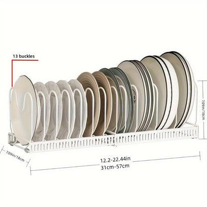 13-Shelf Metal Kitchen Storage Rack Organizer – Extendable Cookware & Utensil Shelf for Cabinet, Countertop, Sink – Freestanding Kitchen Cabinet Organizer with Golden Tube Design