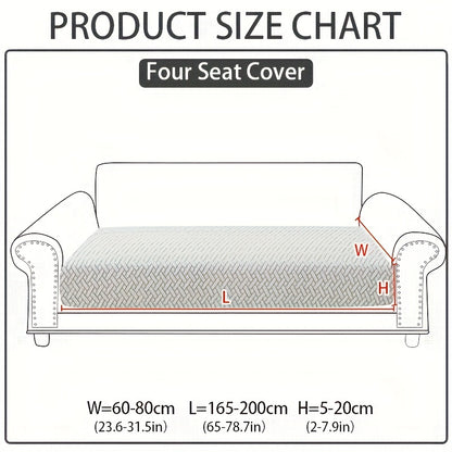 Jacquard Stretch Sofa Cover Non-Slip | Elastic Wear-Resistant Couch Slipcover, Polyester Jacquard Fabric, 1 to 4 Seat Sectional L-Shape, Armrest Backrest, Machine Washable