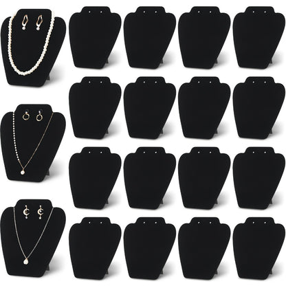 Necklace Display Stand Black Velvet 24pcs Collapsible Jewelry Easel Holder for Necklace Earrings Bracelet Home Store Jewelry Rack Tower Organizer 7.38'' x 8.25''