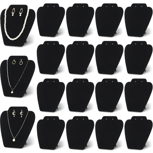 Necklace Display Stand Black Velvet 24pcs Collapsible Jewelry Easel Holder for Necklace Earrings Bracelet Home Store Jewelry Rack Tower Organizer 7.38'' x 8.25''