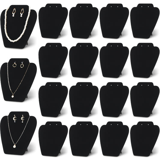 Necklace Display Stand Black Velvet 24pcs Collapsible Jewelry Easel Holder for Necklace Earrings Bracelet Home Store Jewelry Rack Tower Organizer 7.38'' x 8.25''