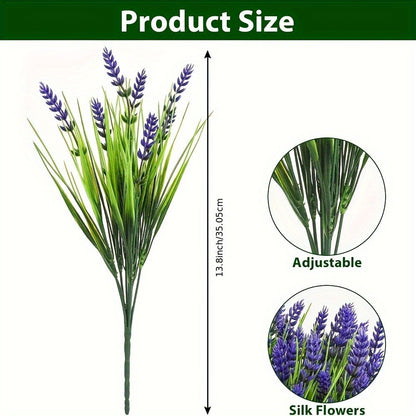 Artificial Lavender Flowers 11pcs UV Resistant Outdoor Indoor Fake Flower Stems, No Fade Realistic Plastic Lavender for Garden Patio Wedding Party Home Decor, Low Maintenance Floral Arrangement