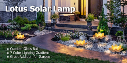 Solar Lotus Cracked Glass Ball Garden Lamp 2pcs – Waterproof Metal Cracked Ball Solar Light for Outdoor & Indoor Decoration | Garden, Balcony, Dining Table & Living Room Decor | Father’s Day Gift