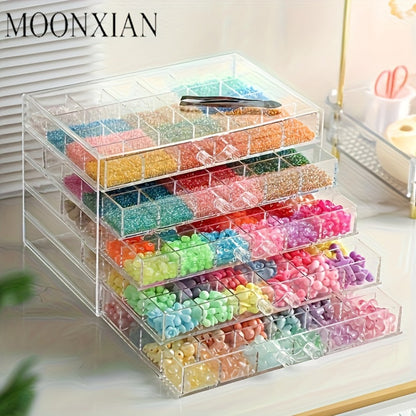 Jewelry Storage Box 5-Layer Drawer Organizer – Transparent Nail Art Accessory Storage Container for Earrings Rings Necklaces Beads 120 Cells
