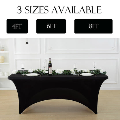 Spandex Tablecloth Stretch Table Cover Fitted Rectangle Table Cloth for Wedding Party Event 3/5pcs White Black
