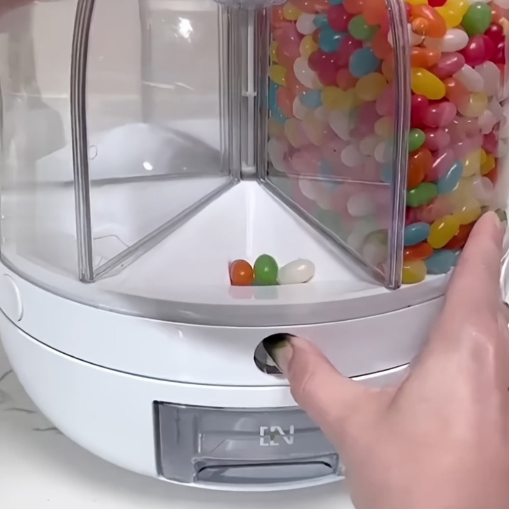 Candy Dispenser Storage Box Large Capacity, Sealed Smart Partition Container for Small Candies, Grain, Flour & Pet Food — Kids Candy Organizer for Halloween, Christmas & Holiday Gifting | White