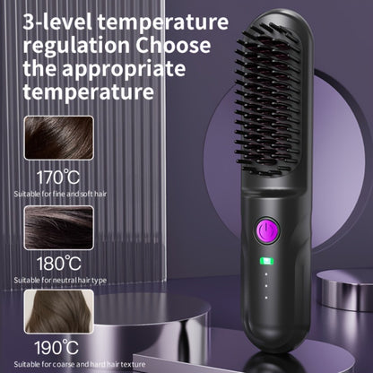 Wireless Hair Straightener Comb - Portable Cordless Straightening Brush with 3-Min Fast Heat, 3 Temp Settings 170-190°C, Negative Ion Technology, 3D Comb Design, Lightweight Travel Hair Straightener