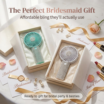 Mini Handheld Fan USB Rechargeable, Diamond-Style Portable Personal Fan with Long Battery Life, Compact Small Fan for Travel, Outdoor, Desk, Wedding, Valentine's Day and Mother's Day Gift
