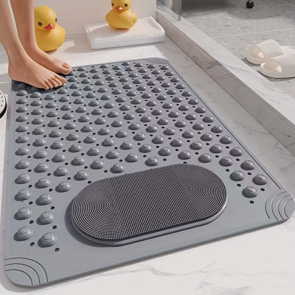 Non-Slip Bath Mat with Massage Buttons - PVC Shower Mat with Polka Dot Pattern, 0.35" Thick Rectangular Bathroom Safety Mat | Anti-Slip Bathtub Mat for Shower, Tub & Bathroom Floor | Multiple Colors
