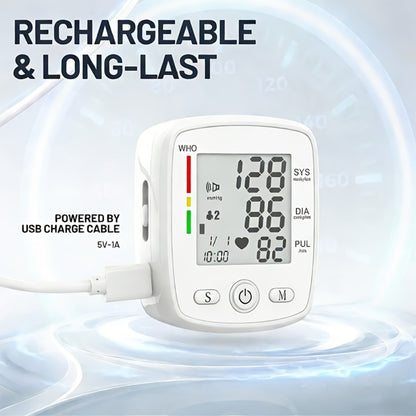 Wrist Blood Pressure Monitor - Digital BP Monitor Rechargeable with 2×99 Memory, Large LCD Display, Voice Broadcast & Portable Case for Home & Travel Use (Black / White / BP188W)