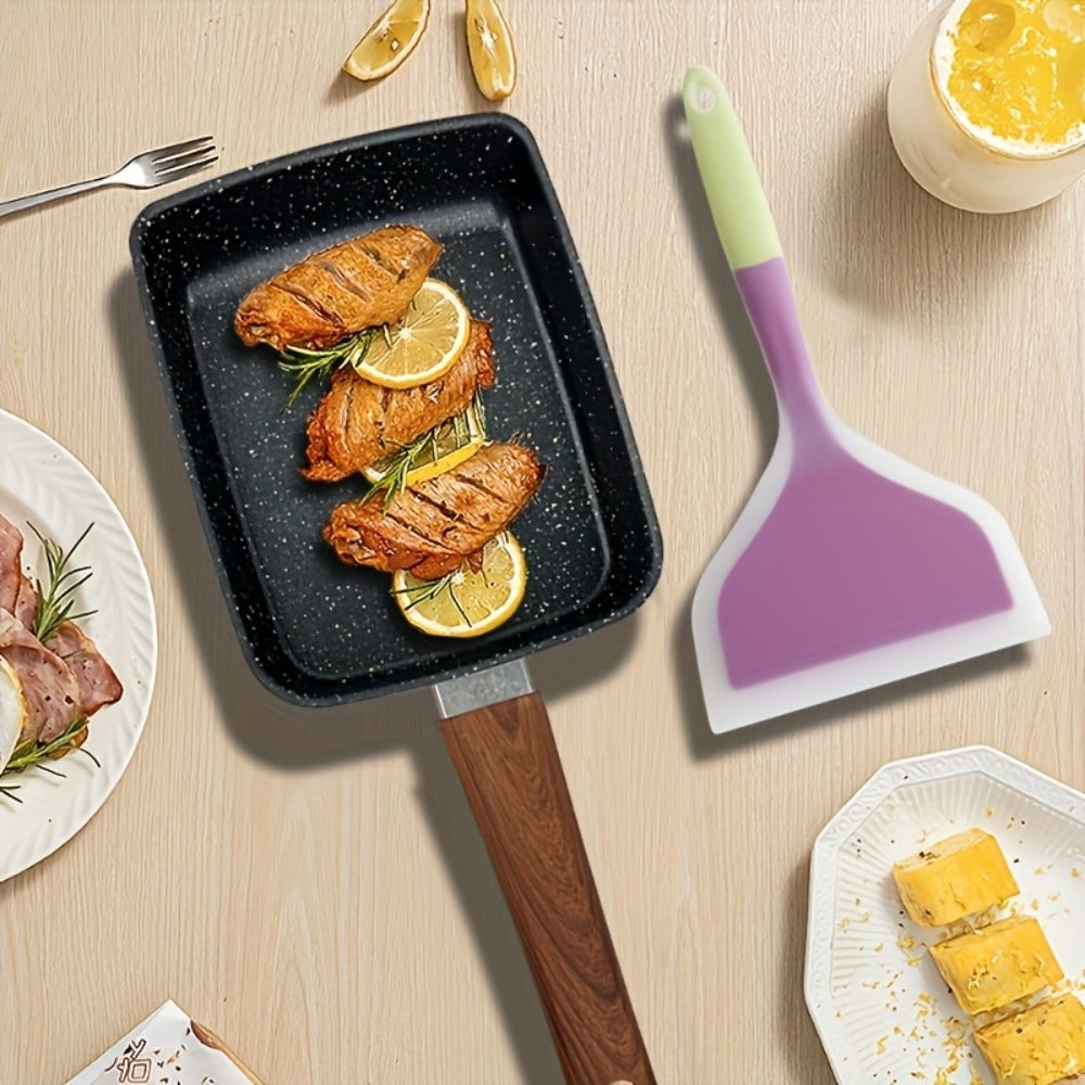 Tamagoyaki Pan Japanese Nonstick Rectangular Egg Pan for Omelettes & Rolls – Induction Halogen Compatible Dishwasher Safe Wooden or Plastic Handle with Optional Silicone Spatula