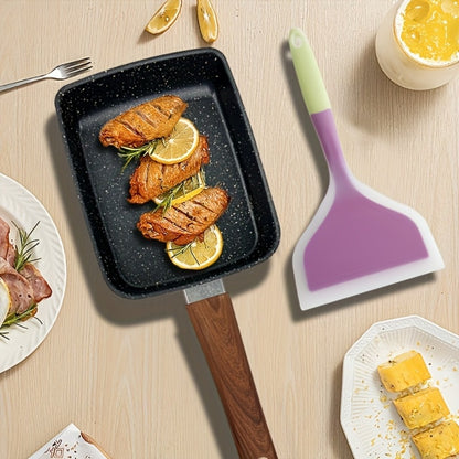 Tamagoyaki Pan Japanese Nonstick Rectangular Egg Pan for Omelettes & Rolls – Induction Halogen Compatible Dishwasher Safe Wooden or Plastic Handle with Optional Silicone Spatula