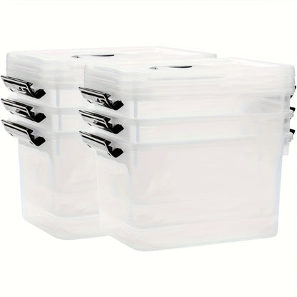 6-Pack Clear Storage Boxes with Latches & Lids – 6 Quart Stackable Plastic Organizer Containers for Home, Bedroom, Bathroom & Kitchen