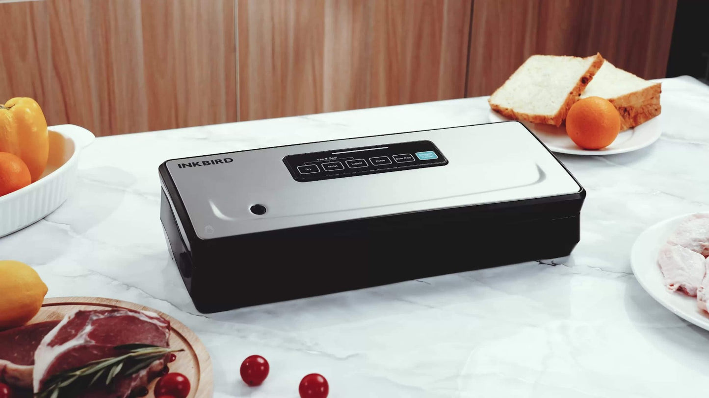 Vacuum Sealer Machine 85KPA – INKBIRD 10-in-1 Food Sealer with Bag Storage, Built-In Cutter, Moist/Dry/Pulse/Liquid/Canister Modes, 200 Continuous Seals, Compact Design for Food Preservation & Sous Vide