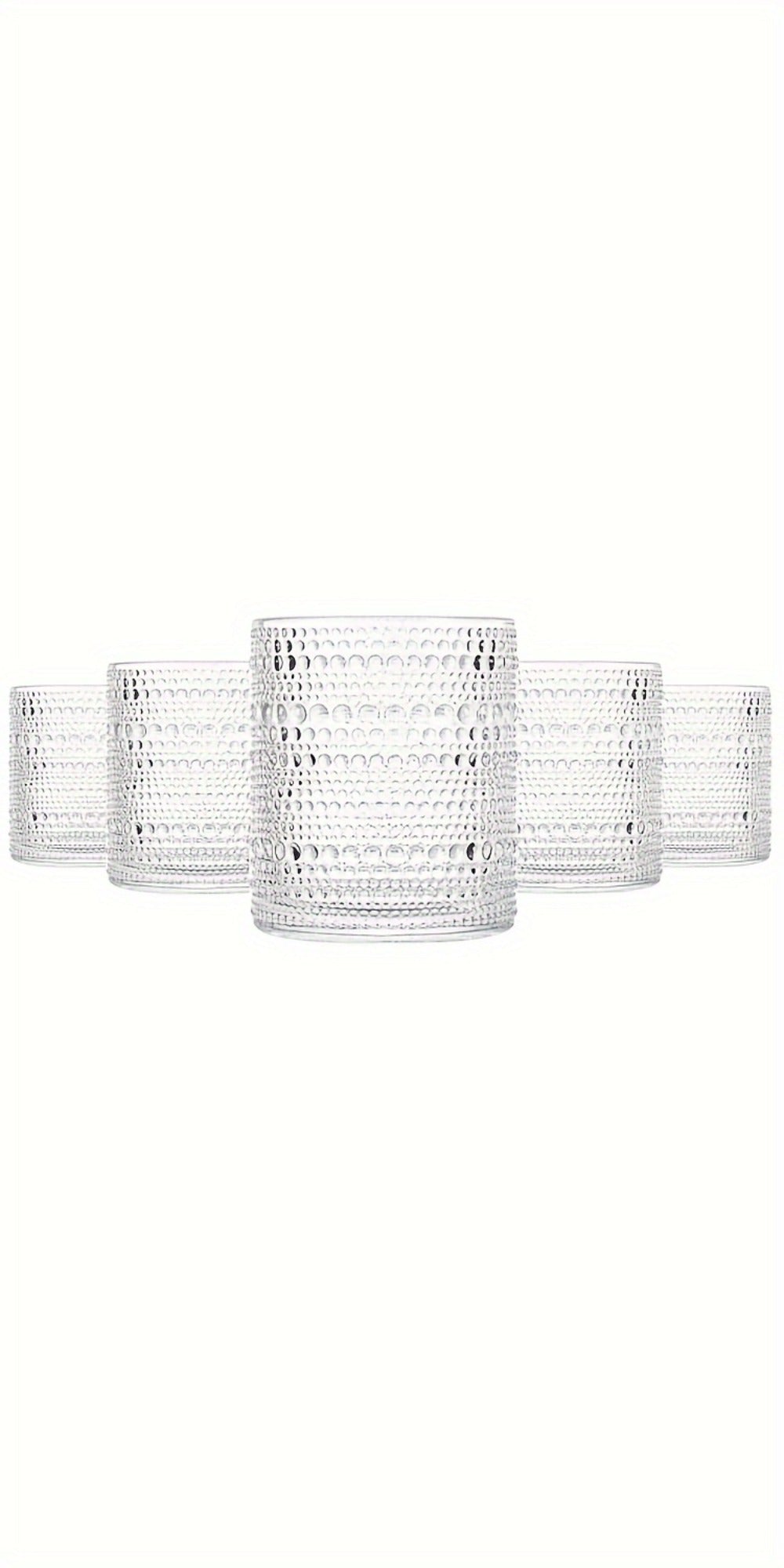 Hobnail Drinking Glasses Set of 6 – 13 Oz Large Clear Glass Cups for Water, Wine & Cocktails