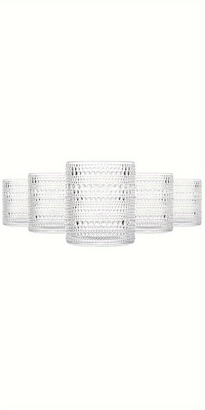 Hobnail Drinking Glasses Set of 6 – 13 Oz Large Clear Glass Cups for Water, Wine & Cocktails