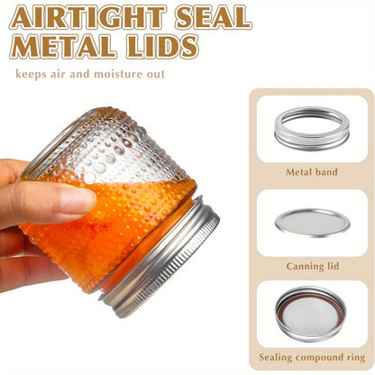 Mason Jars 8oz with Lids 12 Pack – Clear Glass Canning Jars with Silver Metal Lids, BPA-Free Food-Grade, Dishwasher Safe – for Storing, Pickling, Honey, Jam, Candles & DIY Crafts