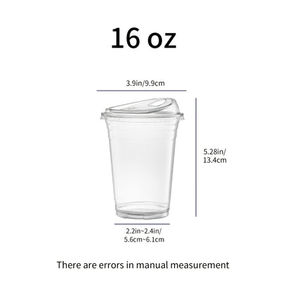 Disposable Clear PET Cups with Lids 50 Sets – Transparent Plastic Cups for Coffee Smoothies Cold Drinks Parties Picnics Travel, 16oz & 20oz