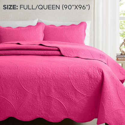 Quilted Bedspread Set 3 Piece – Soft Floral Coverlet with Pillow Shams, Lightweight Breathable Quilt for Bedroom & Guest Room, All Season Bed Cover
