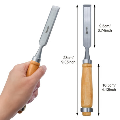 Wood Chisel Set 4pcs – CR-V Steel Woodworking Chisels 6/12/18/24mm, Professional Wood Carving & Carpentry Hand Tools for Beginners and Experts