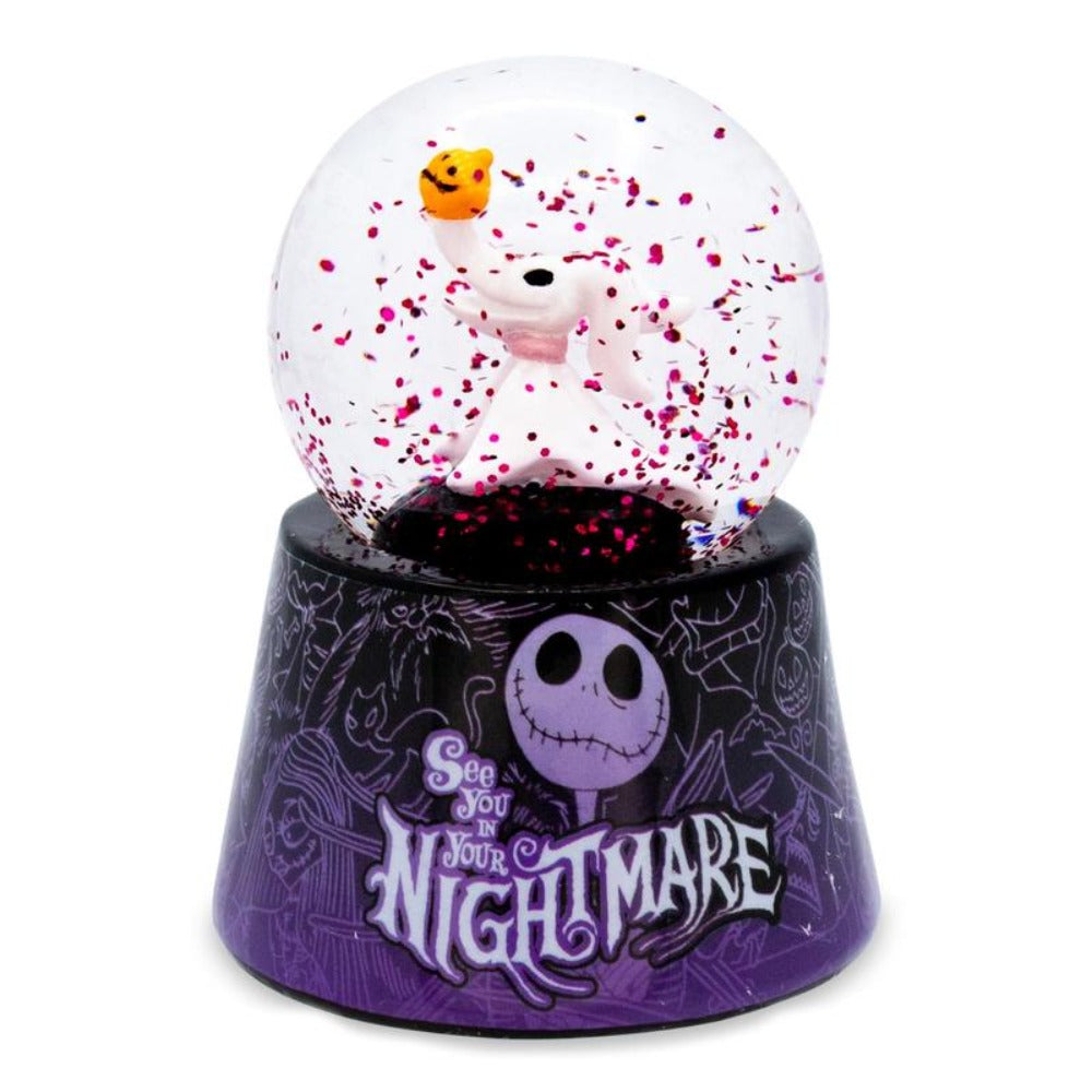 Nightmare Before Christmas Zero Light-Up Snow Globe – Disney Jack Skellington Dog Mini Collectible Snow Globe 3-Inch, LED Light-Up, Battery Included, Halloween Christmas Desk Decor Gift