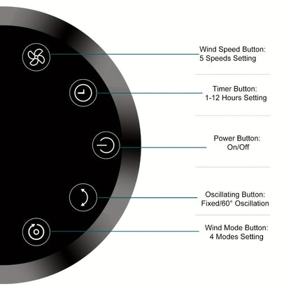 Bladeless Tower Fan 36 Inch | Remote Control, 5-Speed Settings & 4 Operating Modes, Whisper-Quiet 28dB, 12-Hour Timer, Oscillating Standing Fan for Home, Bedroom & Office – Titanium Gray & Black