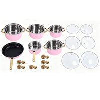 Pink 12-piece cookware set