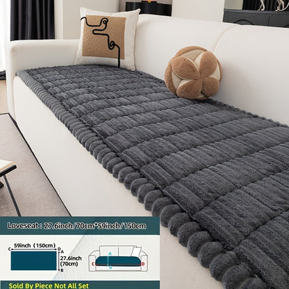 Sofa Cushion Cover Plush Velvet Washable Seat Pad Wavy Edge Soft Kapok Filling for Couch Loveseat 1 2 3 4 Seater — Easy Install Home Decor Protection