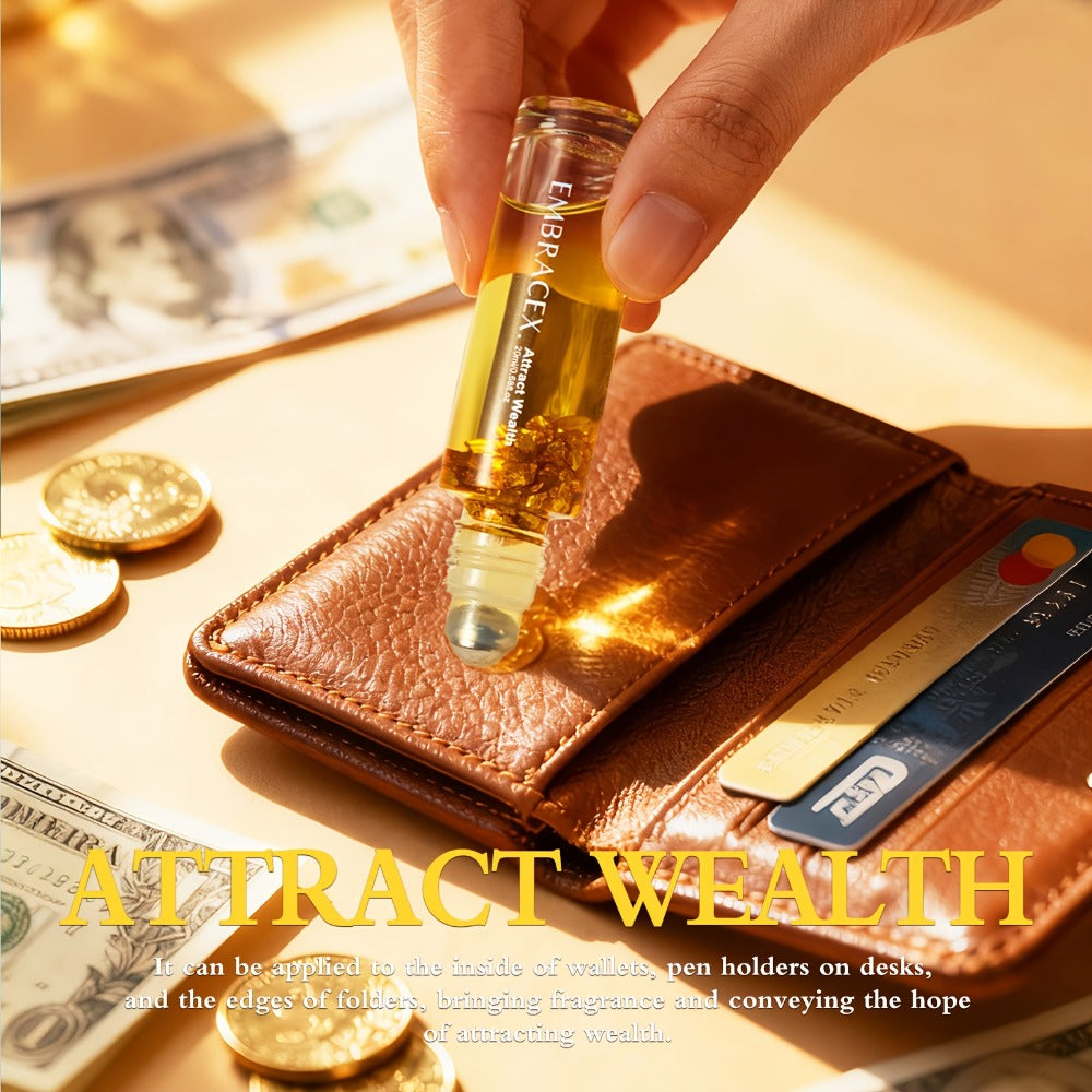 Roll On Essential Oil Attract Wealth & Money Luck 0.68oz Alcohol-Free Aromatherapy Roller Blend – Use with Diffuser Scented Candles or Directly on Skin – Manifestation Oil Perfect Holiday Gift