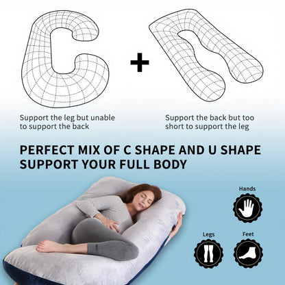 Pregnancy Pillow J-Shape 60 Inch Full Body Maternity Pillow with Velvet Cover – Back Leg Belly Support for Pregnant Women Side Sleeper Body Pillow Multiple Colors