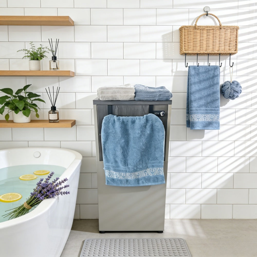 Bath Towel Set of 3 Microfiber Quick Dry 400 GSM Soft Absorbent Bathroom Towels Coastal Pattern Spa Gym Home — Luxury 3-Pack for Adults