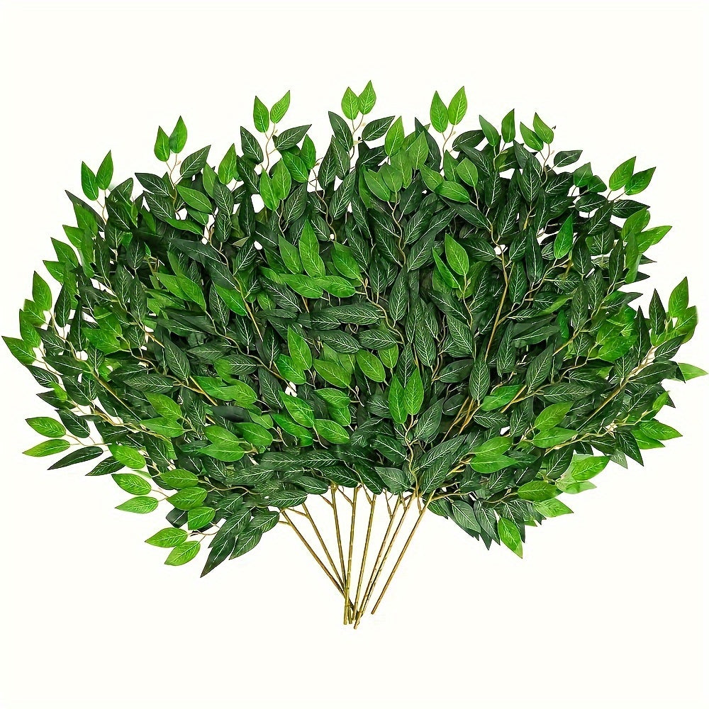 Artificial Italian Ruscus Greenery Stems 27.6" – Faux Green Leaf Spray for Wedding Arch, Bouquet Filler, Table Centerpiece & Home Decor | Realistic Thick Foliage | 16, 24 or 32 Stems