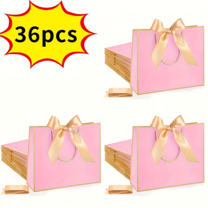 Gift Bags with Handles for Party Favors - Butterfly Ribbon Thank You Bags Wedding Baby Shower Birthday Bridesmaid Housewarming Autumn Celebration Elegant Packaging 12 24 36pcs