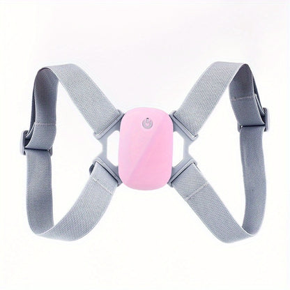 Smart Posture Corrector with Vibration Alert, Wireless Rechargeable Posture Trainer & Back Support Belt for Men Women, Adjustable Spine Correction Device for Office Gym, Hand-Washable Pink Gray Black