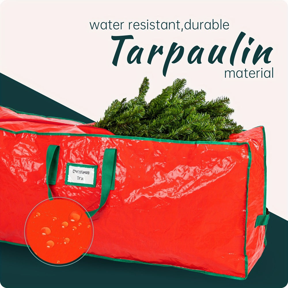 Christmas Tree Storage Bag 7.5ft – Heavy Duty Extra Large Artificial Xmas Tree Bag with Reinforced Handles, Dual Zippers & Wide Opening for Easy Storage, Red