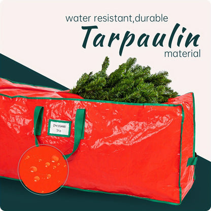 Christmas Tree Storage Bag 7.5ft – Heavy Duty Extra Large Artificial Xmas Tree Bag with Reinforced Handles, Dual Zippers & Wide Opening for Easy Storage, Red