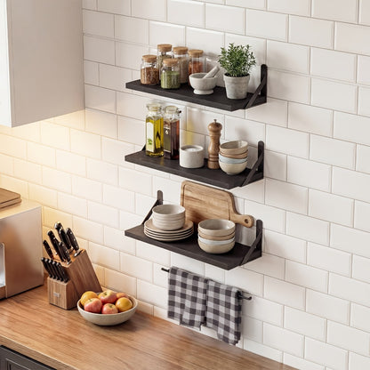 Floating Shelves for Wall – 3 or 6pcs Heavy Duty Farmhouse Wall Shelves for Bedroom, Bathroom, Living Room & Kitchen Decor – Long Ledge Shelf for Storage & Display (Multiple Colors & Sizes)